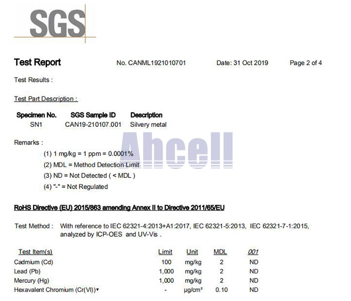Certificados de prueba SGS RoHS unidades de transferencia de bolas